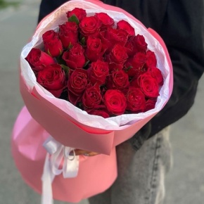 Букет "Эсса" 25 красных роз Кения (60 см) в Ступино