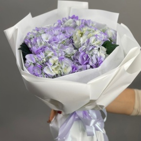 Букет из 5 фиолетовых гортензий в Ступино