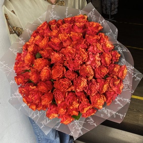 Букет 75 огненных роз (40 см) в Ступино