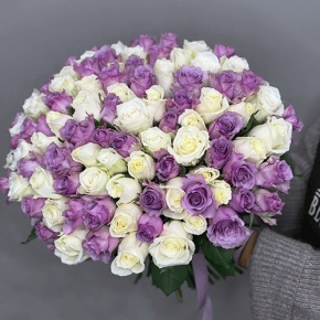 Букет "Фиолетовый микс" из 101 розы (40 см) в Ступино