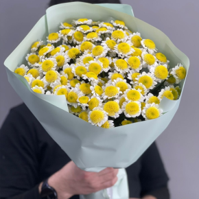 Букет "Моё солнышко" из 17 хризантем сантини в Ступино