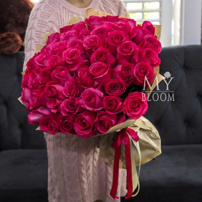 Букет 51 роза Эквадор Пинк Флоид (60 см) в Ступино