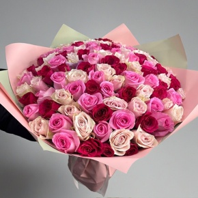 Букет "Ода любви" из 101 розы микс (40 см) в Ступино