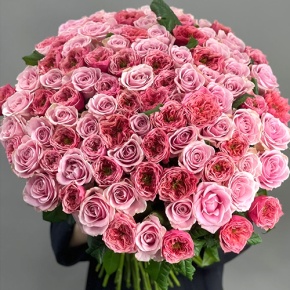 Нежный букет из 101 розы Риджентс парк и Аваланж микс  (70 см) в Ступино