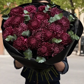 Букет из 21 винной хризантемы Бигоуди в Ступино
