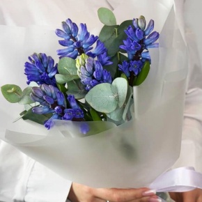 Букет "Мини" из 5 ароматных гиацинтов и эвкалипта в Ступино