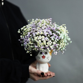 Композиция из гипсофил в керамическом кашпо в Ступино